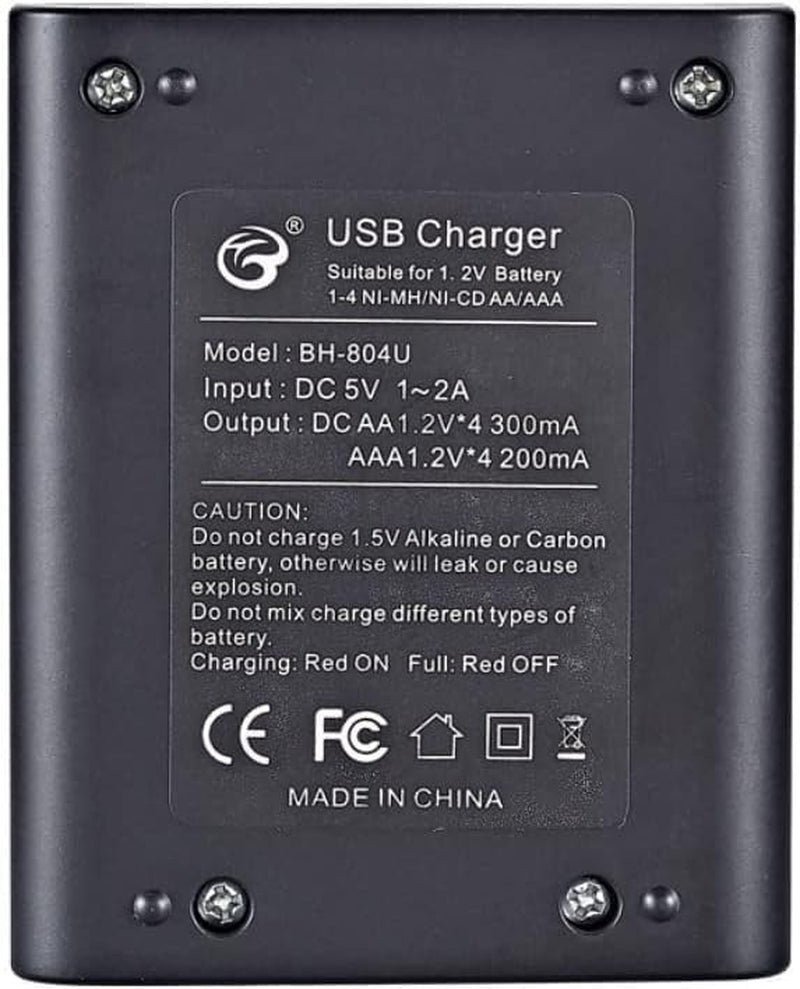 4 Slot Battery Charger for AA/AAA Batteries Nimh Battery Charger USB Universal Rechargeable Battery Charger