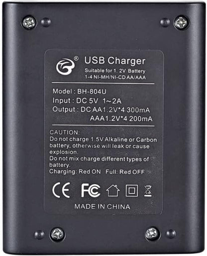 4 Slot Battery Charger for AA/AAA Batteries Nimh Battery Charger USB Universal Rechargeable Battery Charger