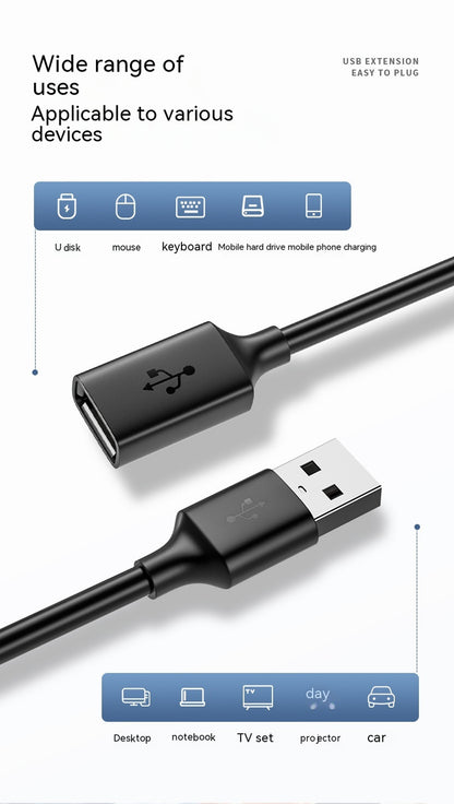 USB Extension, Male to Female Data Cable Extender 