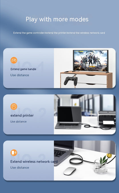 USB Extension, Male to Female Data Cable Extender 