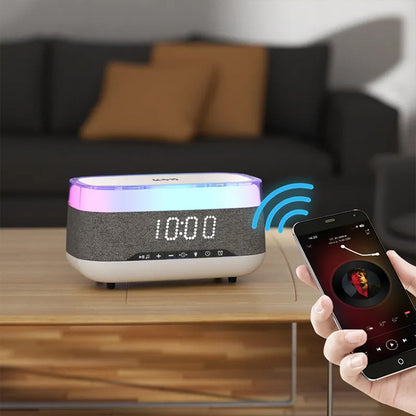 Intelligent Multifunctional Alarm Clock, Bluetooth Speaker, Wireless Charger Fast Charge, Clock, Atmosphere Night Light Home Decor