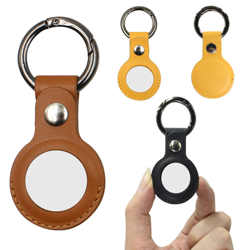 Airtag Compatible Leather Case Keychain Protective Sleeve, multiple colors, keep track of belongings 